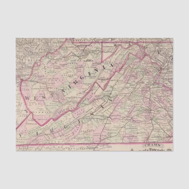 Virginia und West Virginia Seidenpapier (Vorderseite)