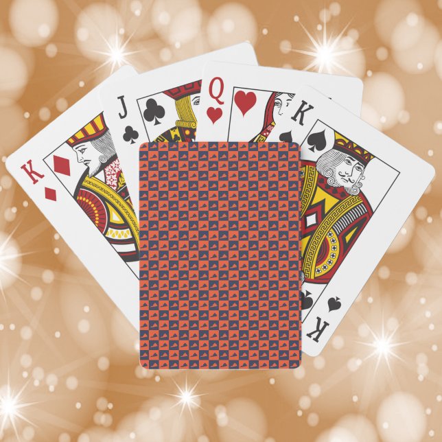 Virginia US-Bundesstaat Orange- und Blau-Muster Spielkarten (A deck of playing cards with a pattern of Virginia done in orange and blue.)