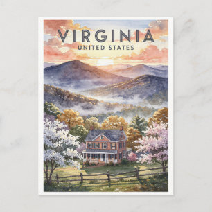 Virginia USA Vintage Reise Postkarte