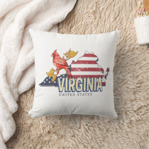 Virginia Vereinigte Staaten Retro-Staatskarte Vint Kissen