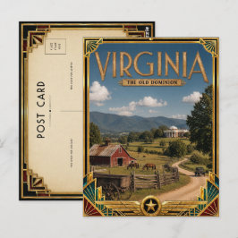 Virginia Vintage Art Deco Golden Age Postkarte