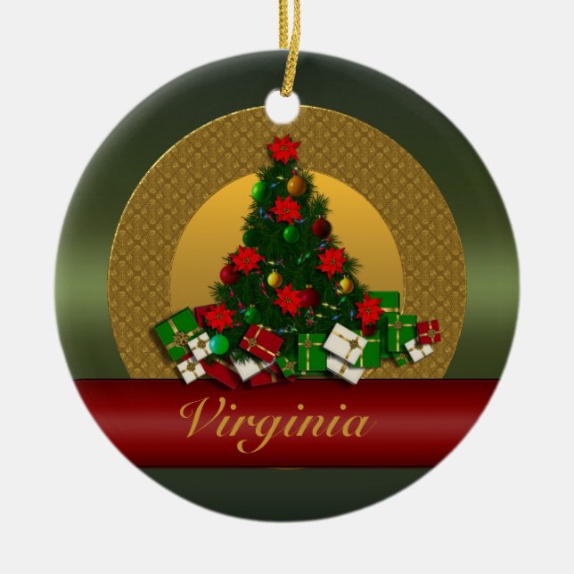 Virginia-Weihnachtsbaum-Verzierung Keramik Ornament (Vorne)