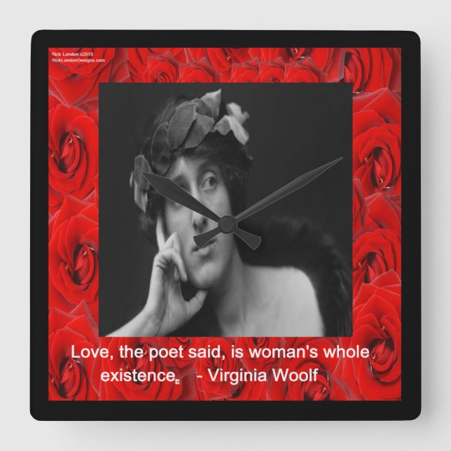 Virginia Woolf & Liebe Zitat Wall Clock Quadratische Wanduhr (Vorderseite)
