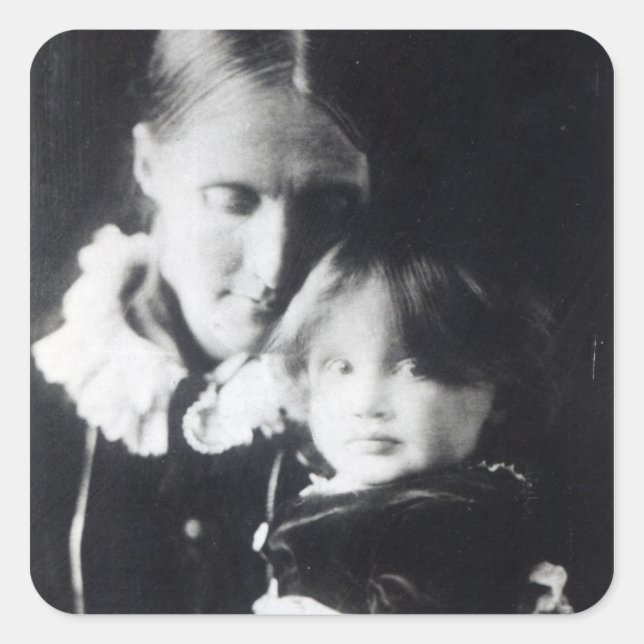 Virginia Woolf, mit ihrer Mutter Julia, 1884 Quadratischer Aufkleber (Vorderseite)