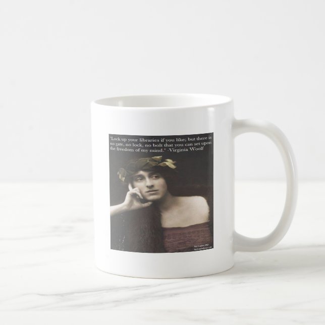 Virginia Woolf Open Mind Zitat Kaffeetasse (Rechts)