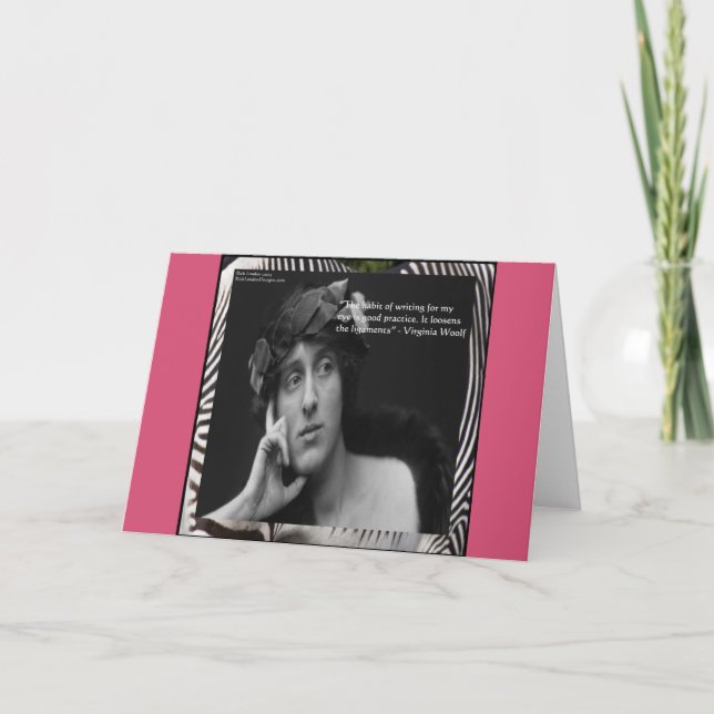 Virginia Woolf W/Zebra Stripes schreibt Zitat Karte (Vorderseite)