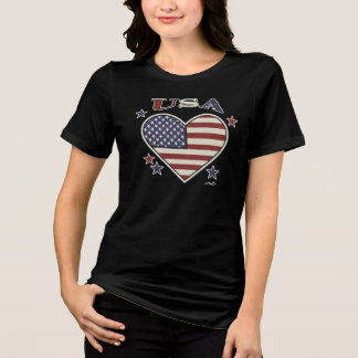 Virginia Wright Heart Flag USA T-Shirt Tri-Blend S Shirt