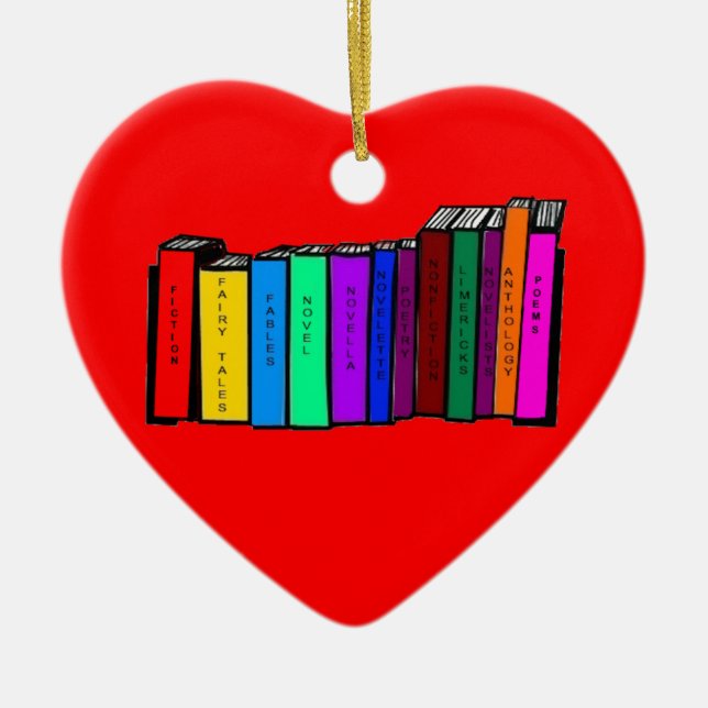 Virginia Wright I Heart Books Herz Shape Keramik Ornament (Vorne)