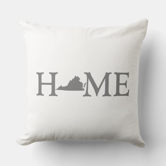 Virginia Zuhause Staat Shaped Letter Gray Word Kun Kissen (Vorderseite)