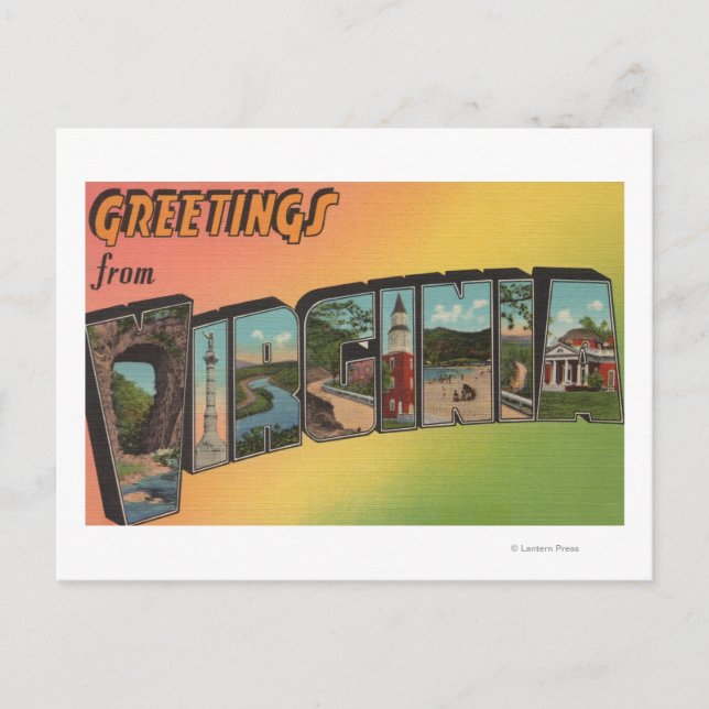 VirginiaGroße BuchstabenszenenVirginia Postkarte (Vorderseite)