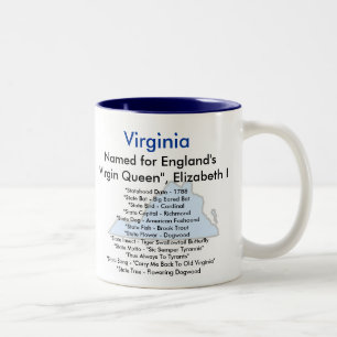 Virginiasymbole u. -karte zweifarbige tasse