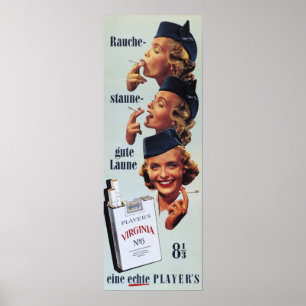 VIRGINIEN DER SPIELER Nr.6 Amerikanische Zigarette Poster