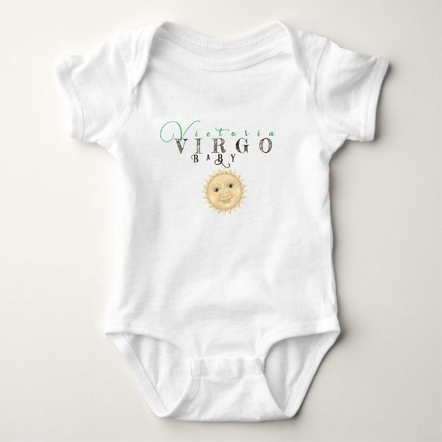 Virgo Baby Jumper Sun Sign Happy Gesicht Zodiac Si Baby Strampler (Vorderseite)