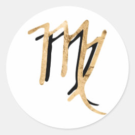 Virgo black hammered gold zodiac horoscope runder aufkleber
