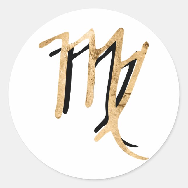 Virgo black hammered gold zodiac horoscope runder aufkleber (Vorderseite)