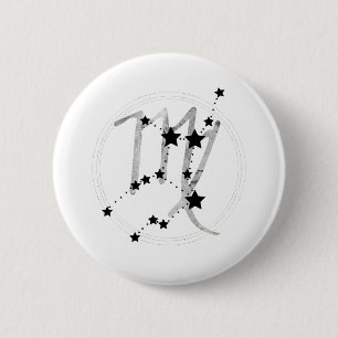 Virgo Black & Silber Zodiac Sternbild Astro Button