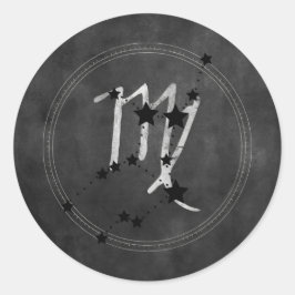 Virgo black stars silver zodiac constellation runder aufkleber