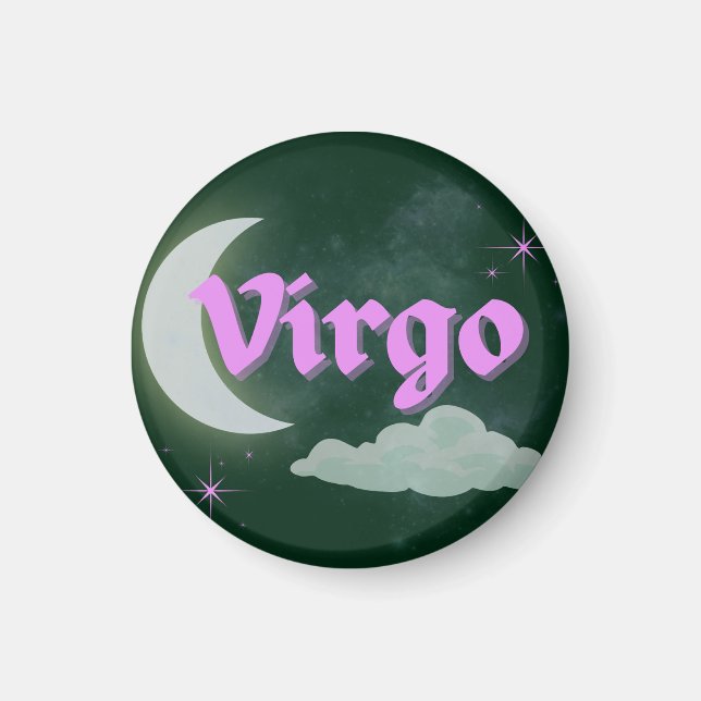 Virgo Celestical Aesthetic Moon Cloud Stars Design Magnet (Vorne)