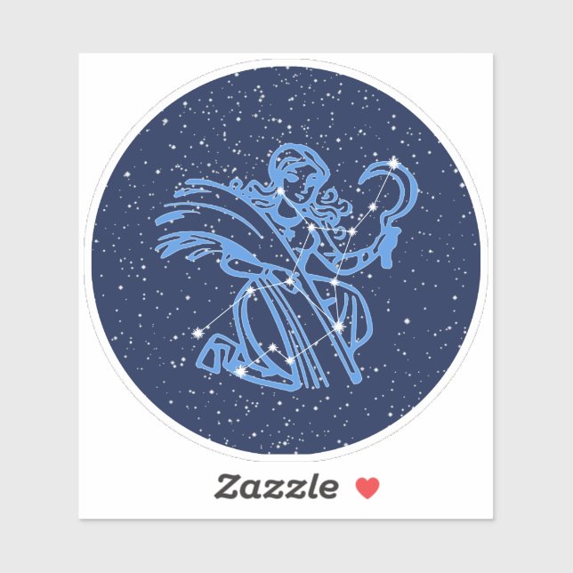 Virgo Constellation and Zodiac Sign with Stars Aufkleber (Blatt)