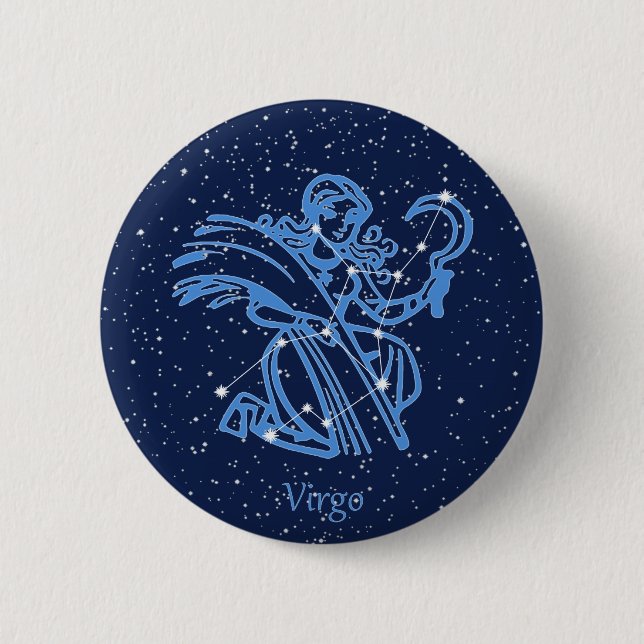 Virgo Constellation and Zodiac Sign with Stars Button (Vorderseite)
