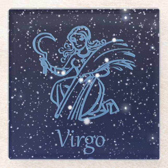 Virgo Constellation and Zodiac Sign with Stars Glasuntersetzer (Vorderseite)