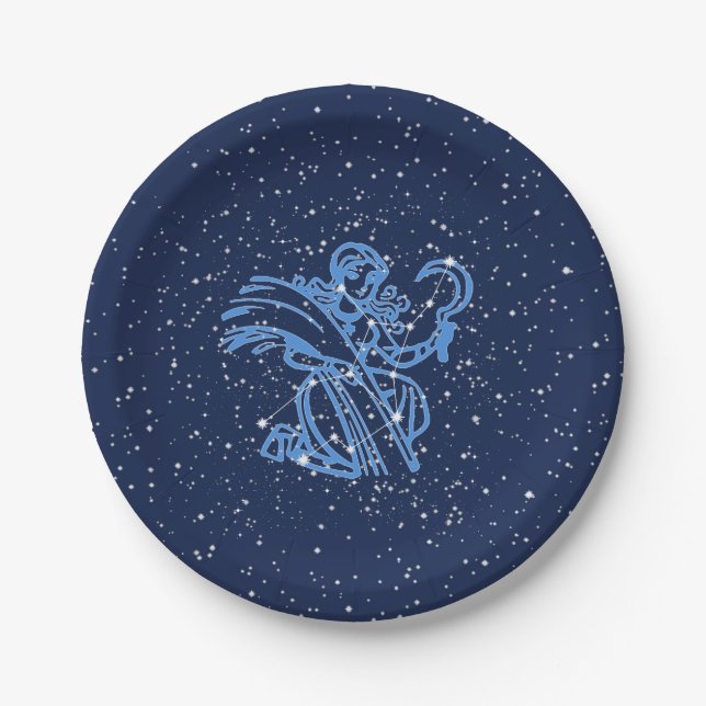 Virgo Constellation and Zodiac Sign with Stars Pappteller (Vorderseite)