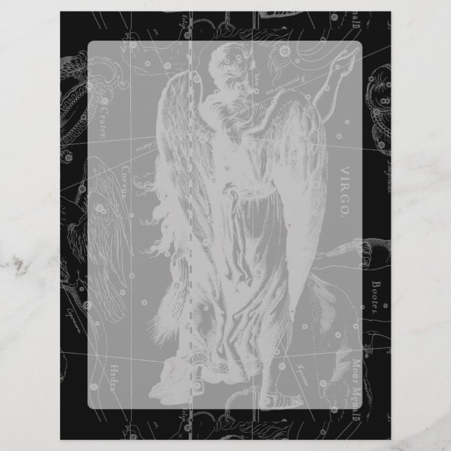 Virgo Constellation Hevelius 1690 auf Schwarz (Vorderseite)