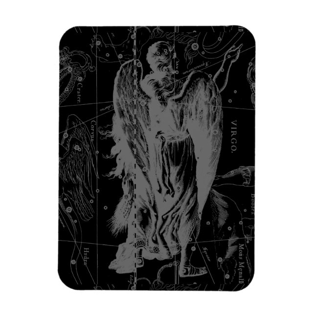 Virgo Constellation Hevelius 1690 Vintag Magnet (Vertikal)
