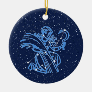 Virgo Constellation & Zodiac Sign with Stars Keramik Ornament