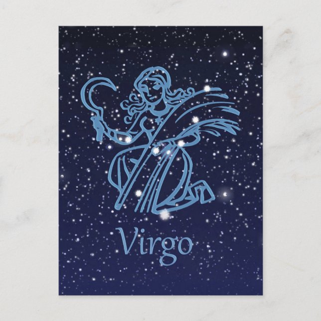 Virgo Constellation & Zodiac Sign with Stars Postkarte (Vorderseite)