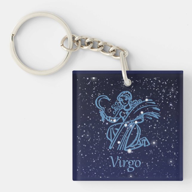 Virgo Constellation & Zodiac Sign with Stars Schlüsselanhänger (Vorderseite)