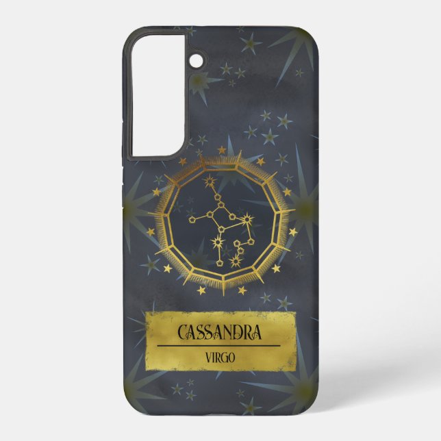 Virgo Dark Zodiac Astrologie: Schwarz & Gold Samsung Galaxy Hülle (Rückseite)