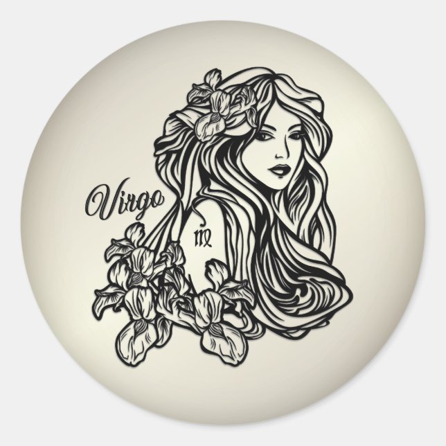 Virgo Die Jungfrau Zodiac Antique Gold Runder Aufkleber (Vorderseite)