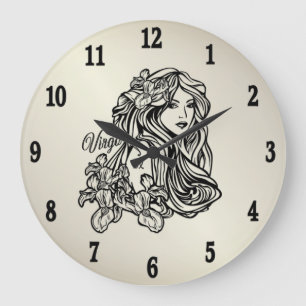 Virgo Die Jungfrau Zodiac Gold Clock Große Wanduhr