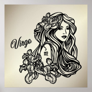 Virgo Die Jungfrau Zodiac Golden Poster