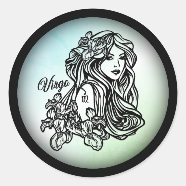Virgo Die Jungfrau Zodiac Green Runder Aufkleber (Vorderseite)