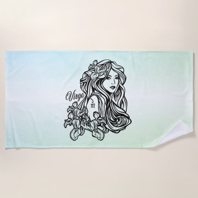 Virgo Die Jungfrau Zodiac Green Strandtuch (Vorderseite)