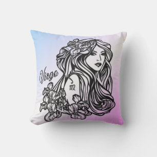 Virgo Die Jungfrau Zodiac Lila Kissen