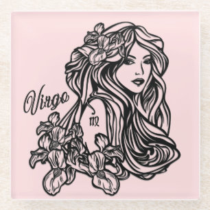 Virgo Die Jungfrau Zodiac Pink Glasuntersetzer