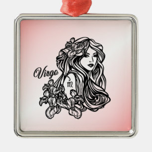 Virgo Die Jungfrau Zodiac Pink Ornament Aus Metall
