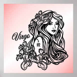 Virgo Die Jungfrau Zodiac Pink Poster