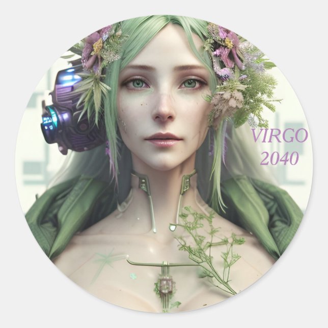 Virgo Futuristic Zodiac Collection Runder Aufkleber (Vorderseite)