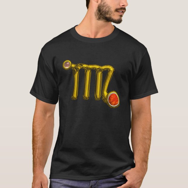VIRGO / GOLD ,GRAU ORANGE AGATE ZODIAC SIGN JEWEL T-Shirt (Vorderseite)