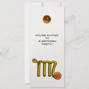 VIRGO/GOLD ZODIAC SIGN JEWEL WHITE BIRTHDAY PARTY EINLADUNG