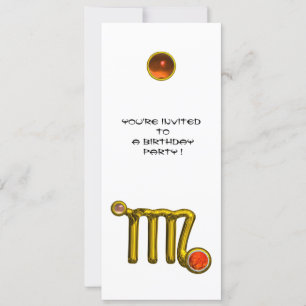 VIRGO/GOLD ZODIAC SIGN JEWEL WHITE BIRTHDAY PARTY EINLADUNG