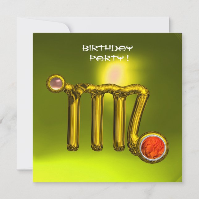 VIRGO GOLD ZODIAC SIGN JEWEL YELLOW BIRTHDAY PARTE EINLADUNG (Vorderseite)