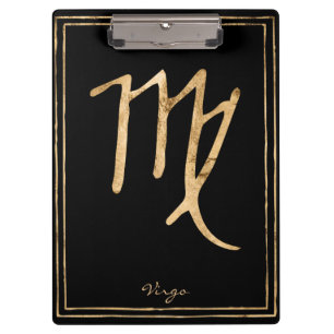 Virgo Hammered Stilgold Astrologie-Symbol Klemmbrett