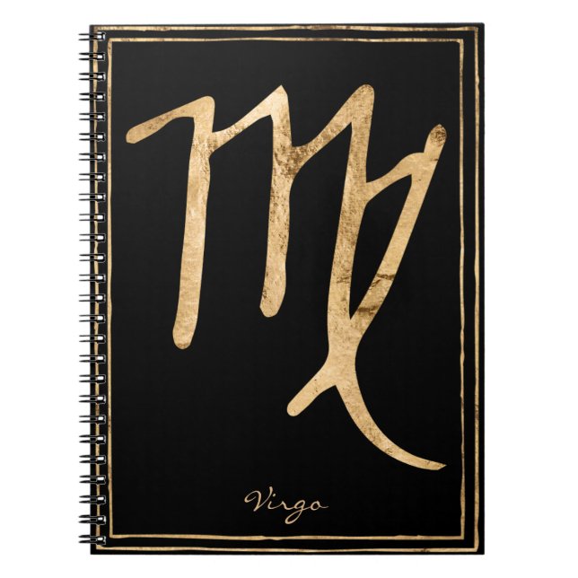Virgo Hammered Stilgold Astrologie-Symbol Notizblock (Vorderseite)
