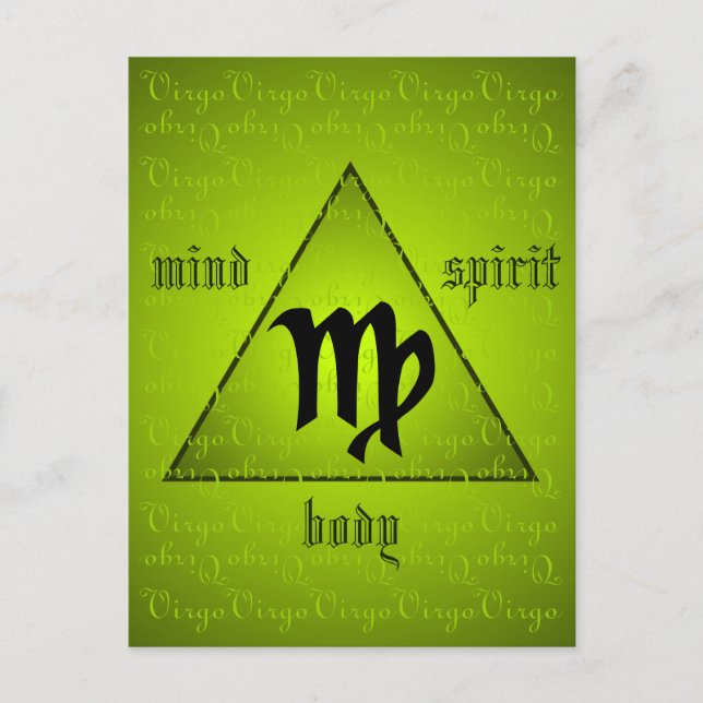 Virgo Holistic Triangle Mind Body Spirit Green Postkarte (Vorderseite)