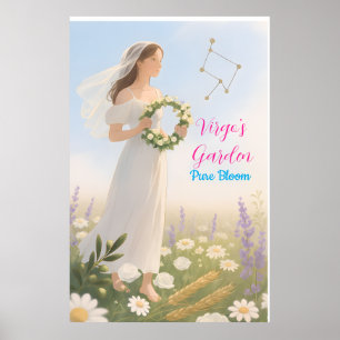 Virgo Horoskop Inspiriert Blumenzodiakdesign Poster